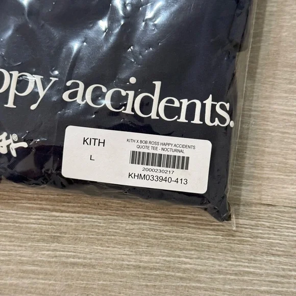 Men's KITH Bob Ross Happy Accidents Quote khm033940-413 Tee Nocturnal Sz Large - Picture 11 of 11